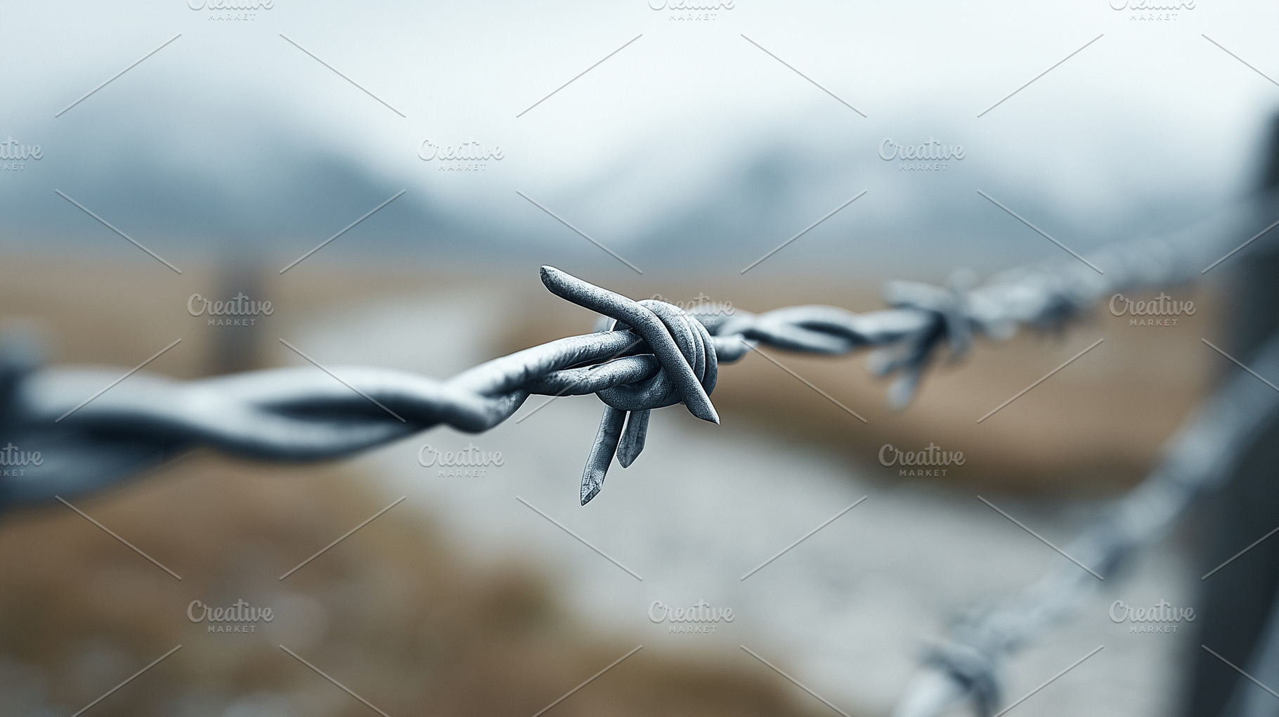 Barbed wire fence with a blurred, a Nature Photo by MistyDay