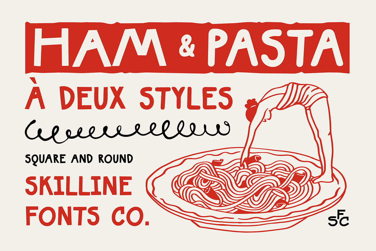 SFC Ham & Pasta + Extras, a Handwritten Font by Skilline Supply Co. (Photo 1 of 8)