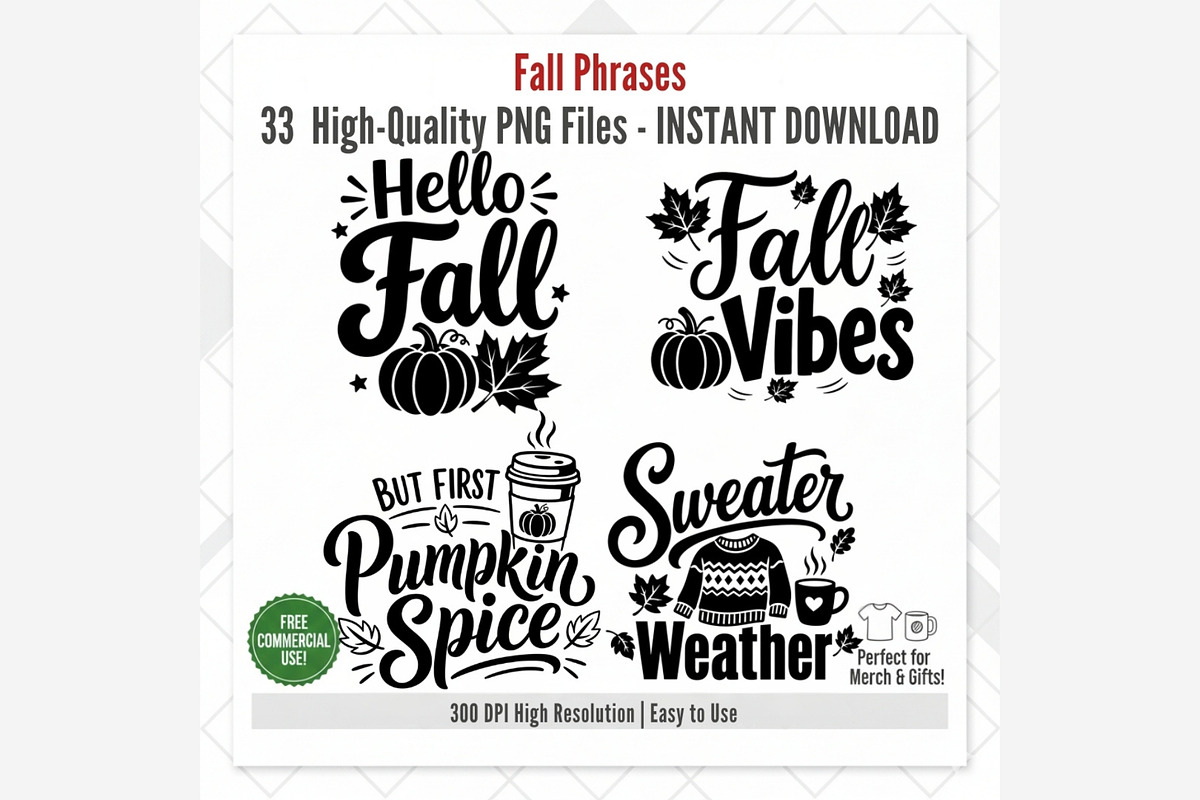 Fall Phrases PNG Bundle, a Seasonal Illustration by Tanya Kart (Photo 8 of 8)