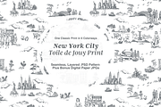 New York City Toile de Jouy Pattern, a Background Graphic by Hughes Studio (Thumbnail 1 of 8)