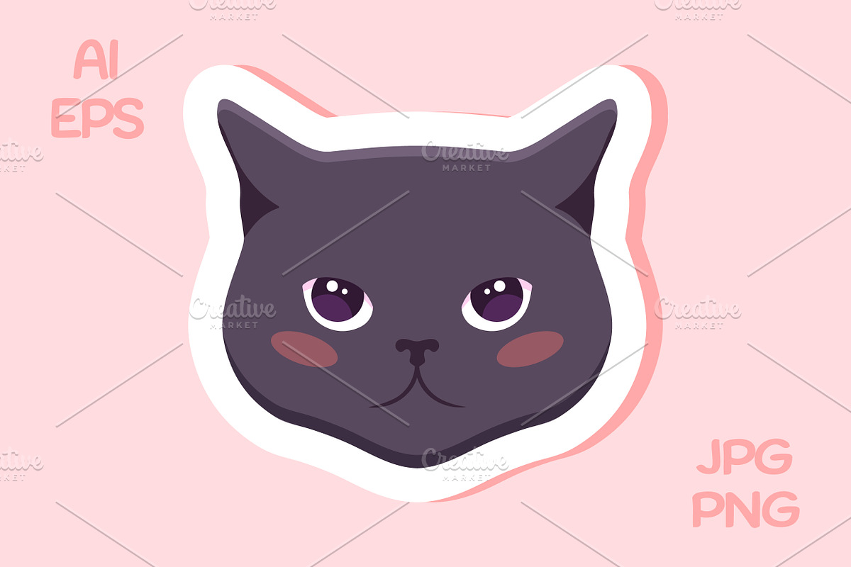 Gray Cat Emoji Stickers, an Animal Illustration by PsychocheArt (Photo 4 of 9)
