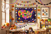 Halloween USA Map Printable Bundle, an Education Illustration by AdrianDragne (Thumbnail 4 of 11)