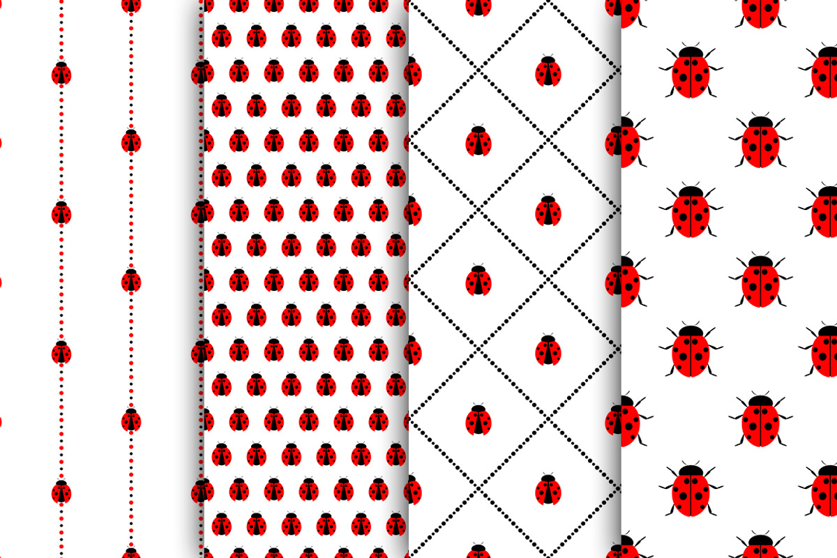 Seamless patterns with ladybugs, a Pattern Graphic by Valentain_Jevee