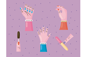 five manicure items, an Object Illustration by studiogstock