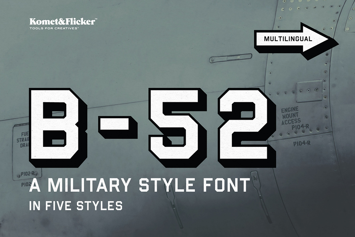 B-52 – A Military Style Font, a Sans Serif Font by Komet & Flicker (Photo 1 of 14)