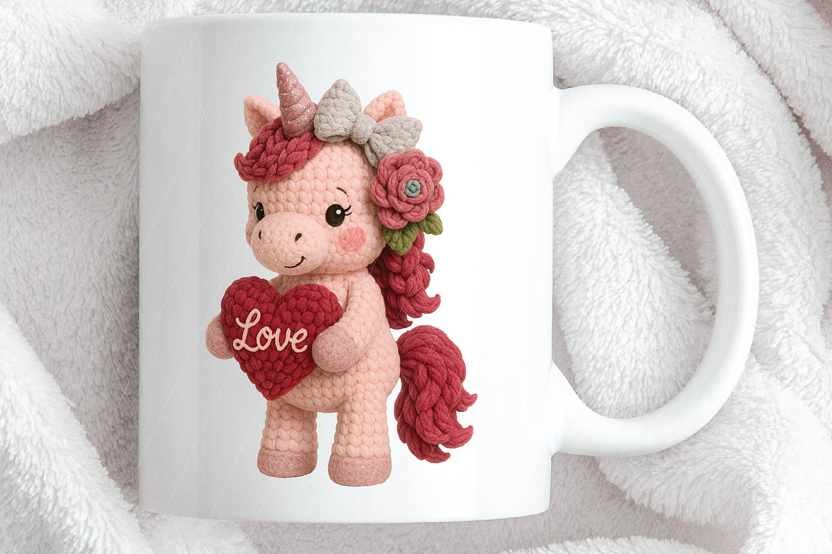 Crochet Faux Yarn Valentine Unicorn, an Illustration by DreamPrint404 (Photo 6 of 8)