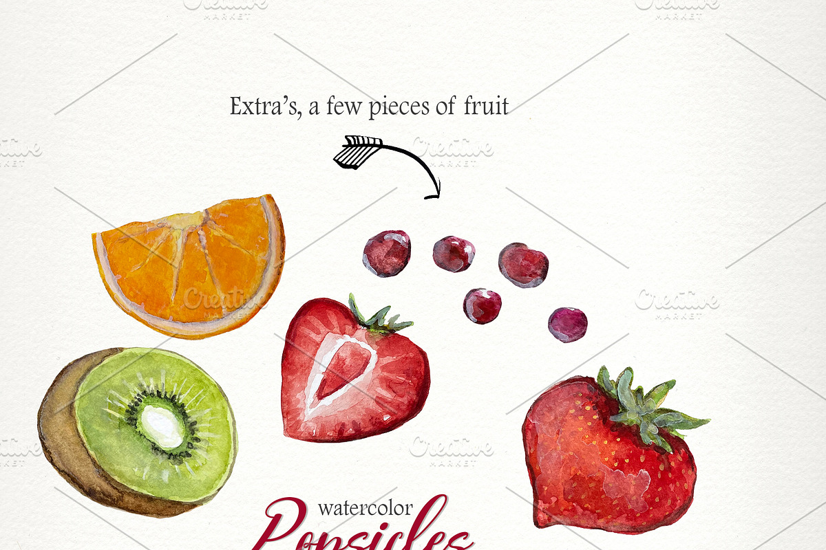 Watercolor POPSICLES Clip Art, an Illustration by SandraGraphicDesign (Photo 4 of 6)