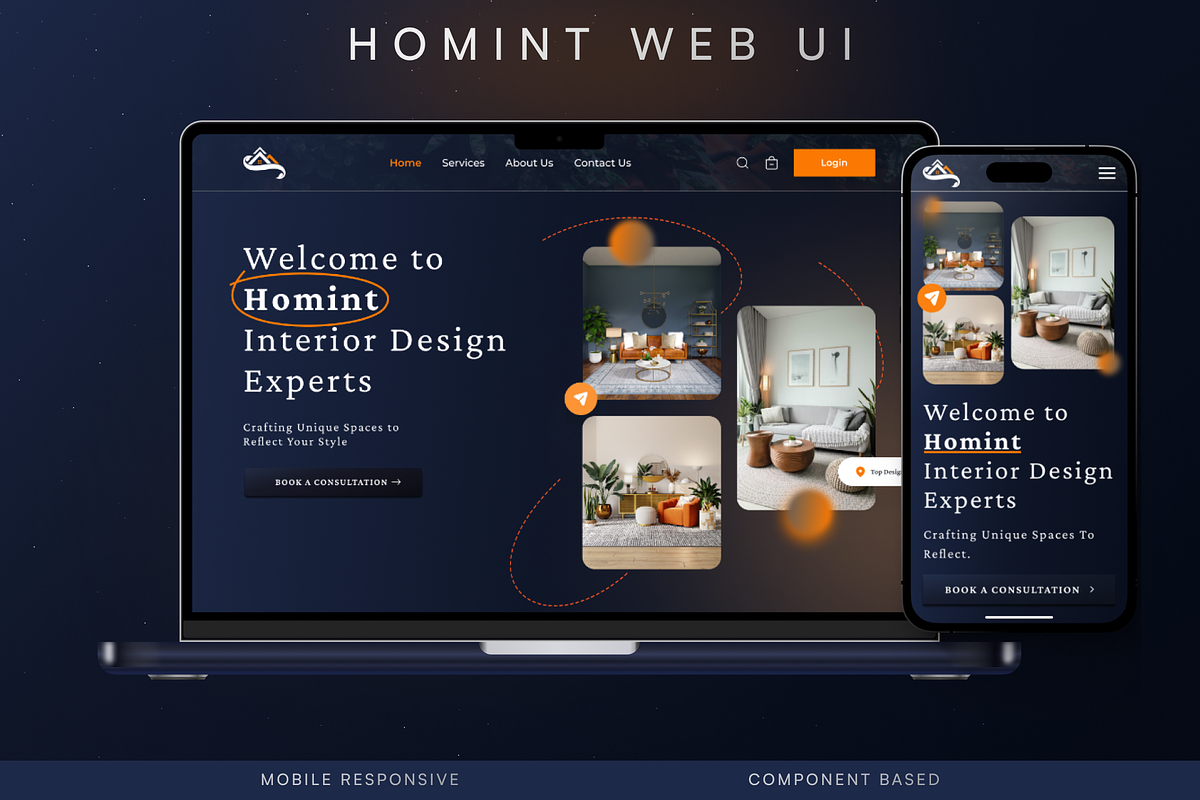 Interior Design Website & Mobile App, an UI Kit Template by Sufian Masood (Photo 1 of 6)