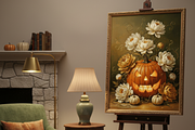 Pumpkin Lantern with Autumn Flowers, a Background Graphic by Floraphoria (Thumbnail 4 of 6)