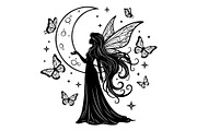 Fairy Moon Butterfly Silhouette, an Object Illustration by Gaye Art (Thumbnail 4 of 31)