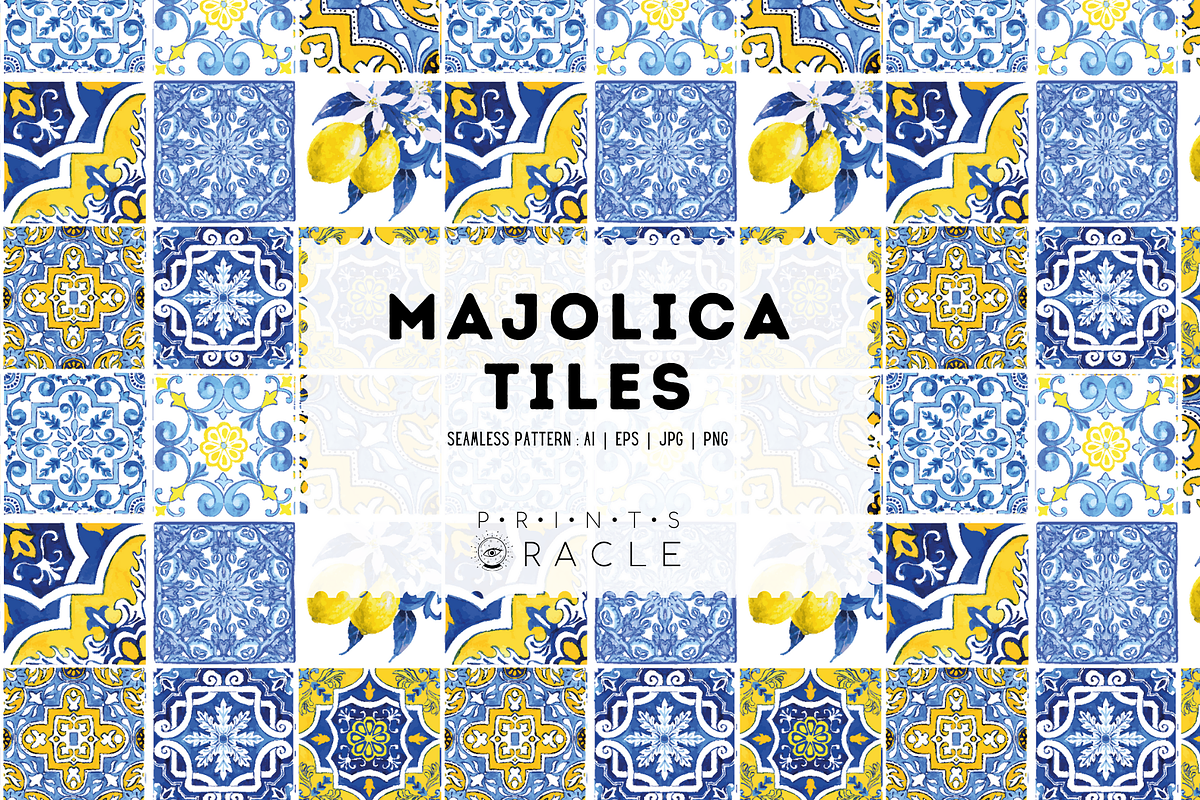 Majolica tile seamless pattern, a Pattern Graphic by Amalia de los Santos (Photo 1 of 3)