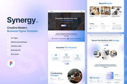Synergy - Business Figma Template, an UI Kit Template by VisualllCreative