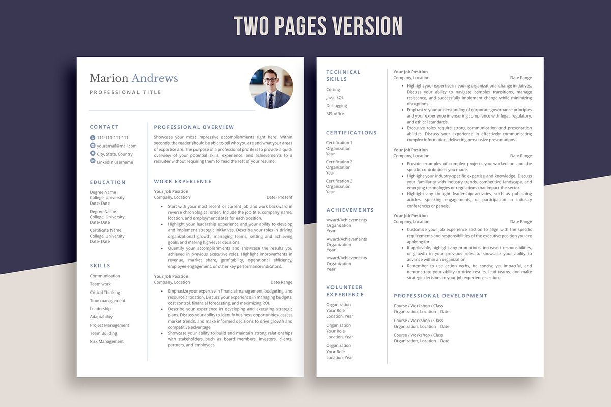Simple Resume Template for Word | CV, a Resume Template by aivos (Photo 3 of 7)