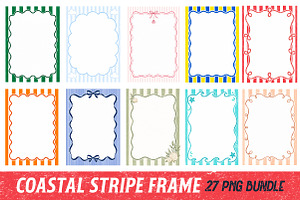 Coastal Stripe Frame PNG Bundle, a Work Illustration by Dream Creation