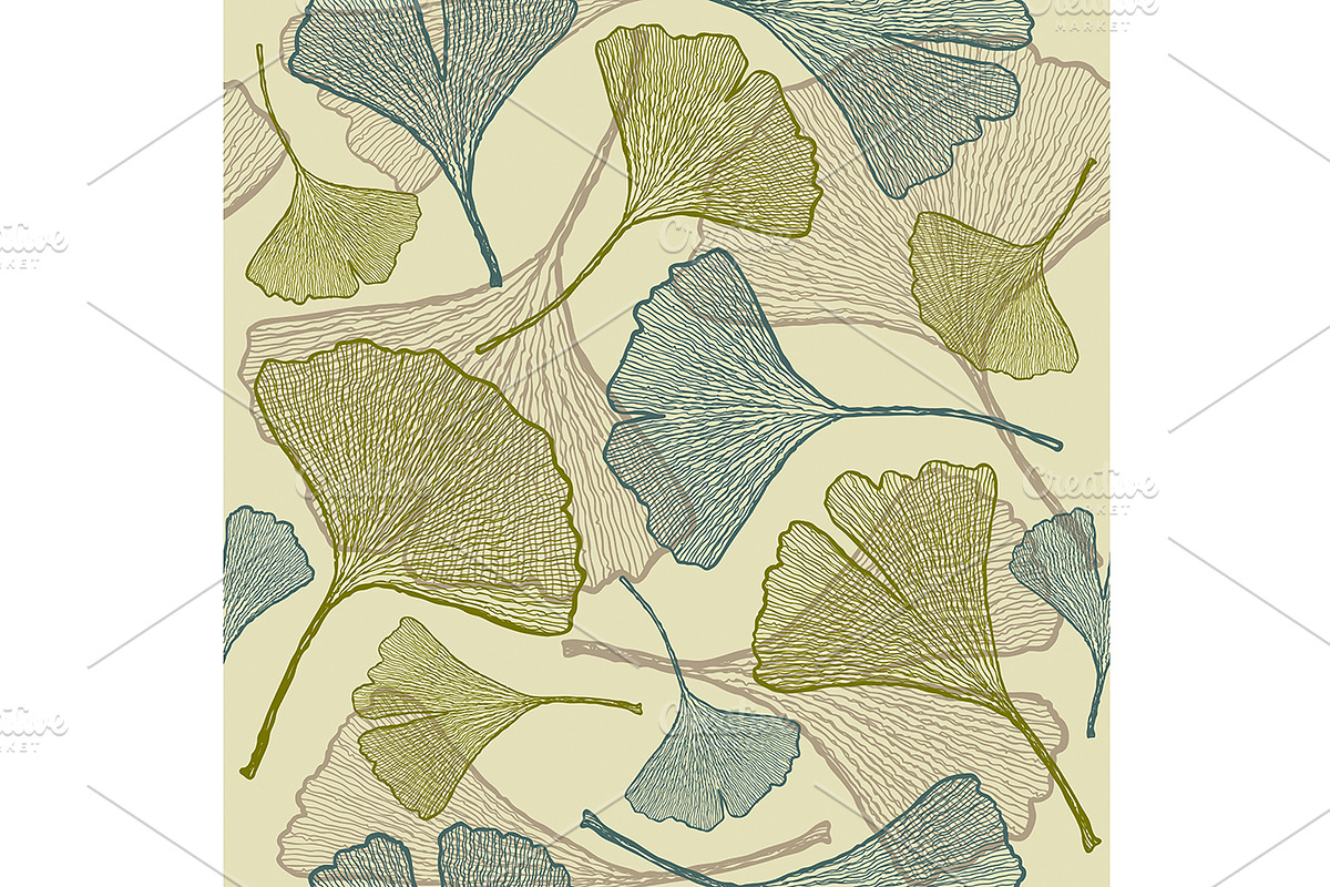 Seamless Ginkgo Pattern, a Pattern Graphic by Retro Graphics