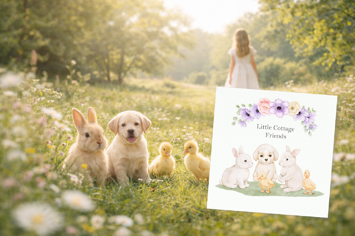 Cottage spring watercolor animals, a Decorative Illustration by ElenaPlatovaArt (Photo 6 of 20)
