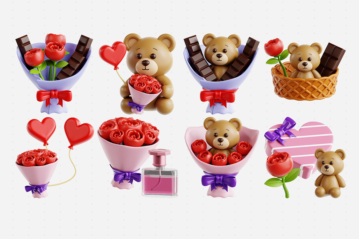 Valentine’s Day Gift 3D Icon Set, an Object 3D Model by Eklip Studio (Photo 3 of 3)