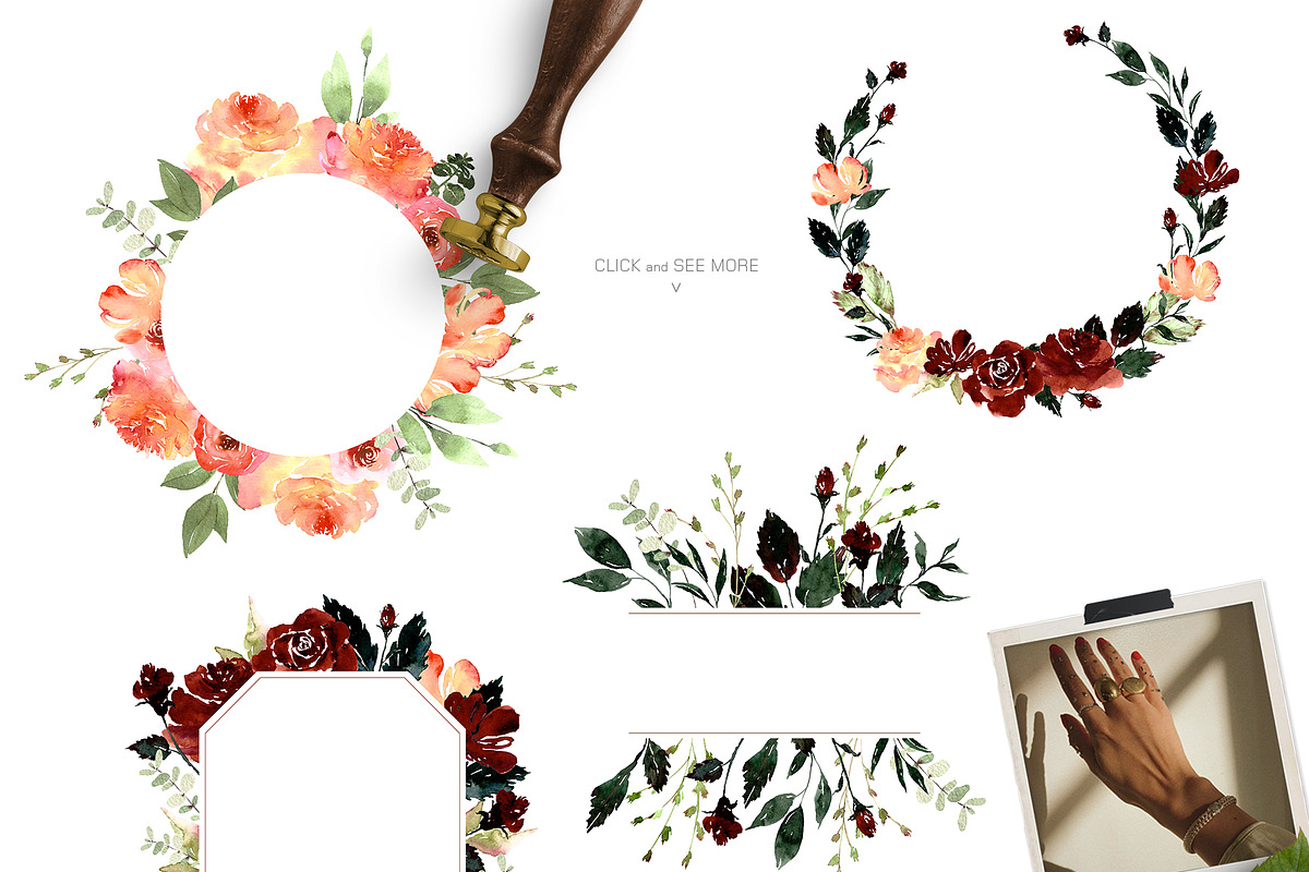 Watercolor flower - Burgundy, an Illustration by Beigetime (Photo 4 of 8)