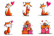 Quirky Valentine Fox Clipart, an Illustration by CreationArt (Thumbnail 6 of 7)