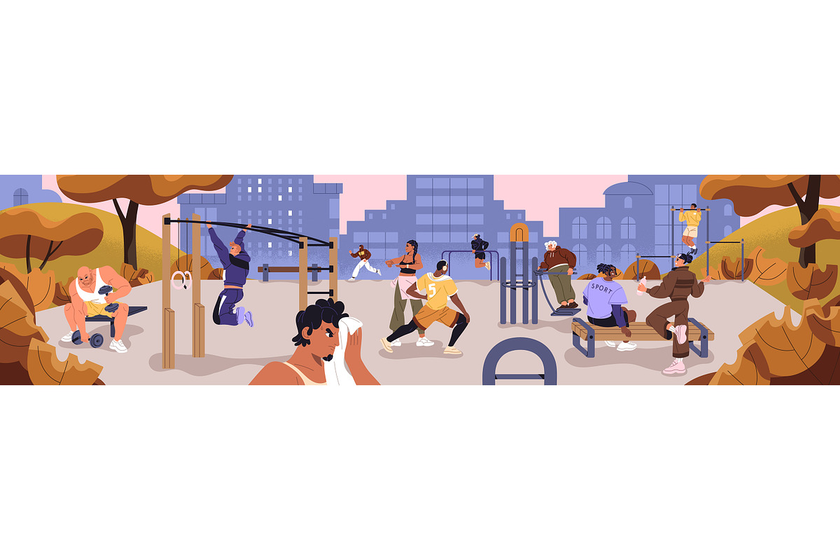 Street workout, sport ground banner, a Sport Illustration by PaperTrident (Photo 1 of 2)