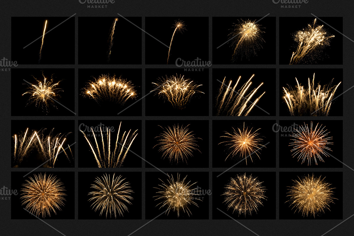 40 Golden Firework Festive Overlays, a Texture Graphic by smishura