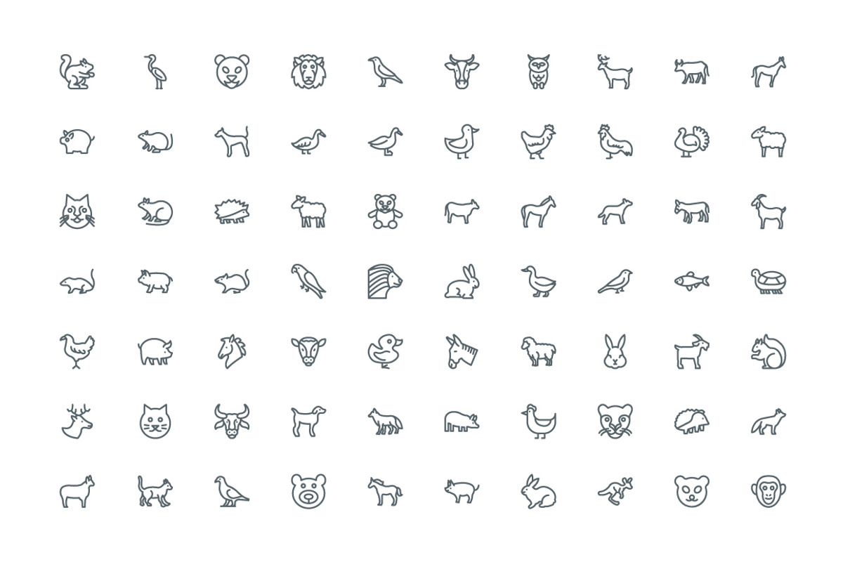 120 Animals Line Icons, an Outline Icon by Vectors Market (Photo 2 of 2)
