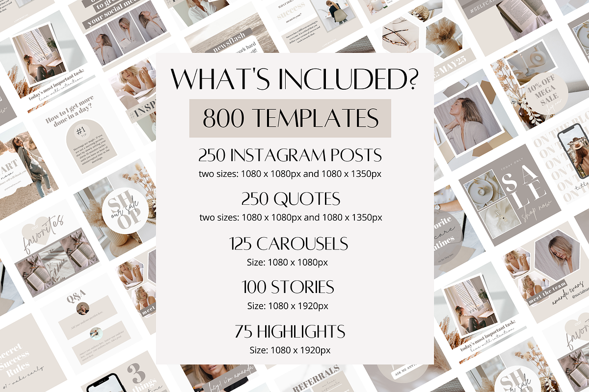 800 Instagram Canva Templates, a Social Media Template by Oh So Social Boutique (Photo 3 of 6)