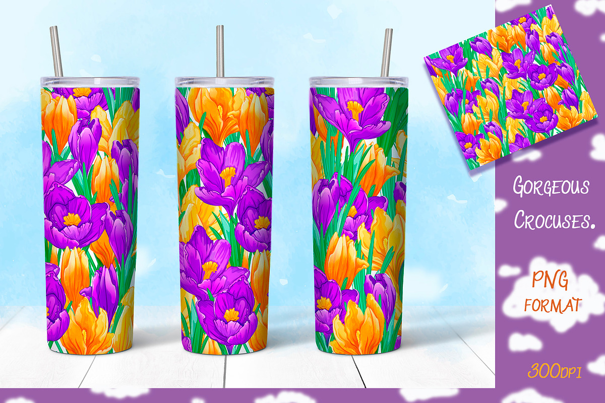 Crocuses. Tumbler sublimation, a Pattern Graphic by Maycat_store (Photo 3 of 5)