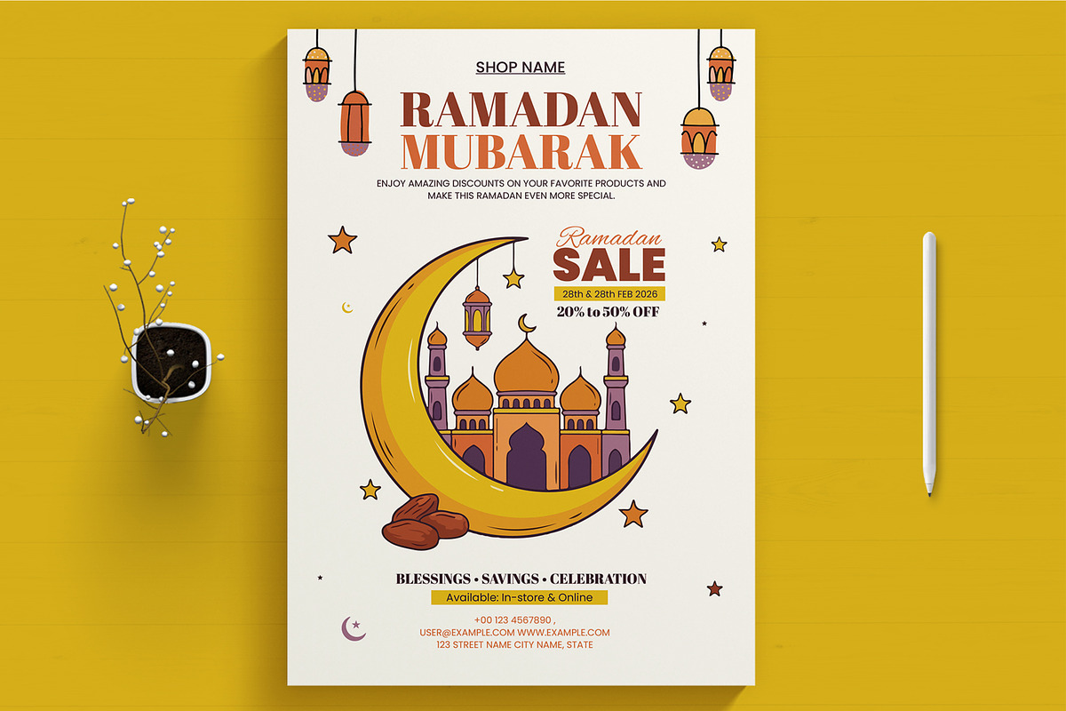 Ramadan Mubarak Marketing Flyer, a Flyer Template by MightyDesign (Photo 1 of 8)