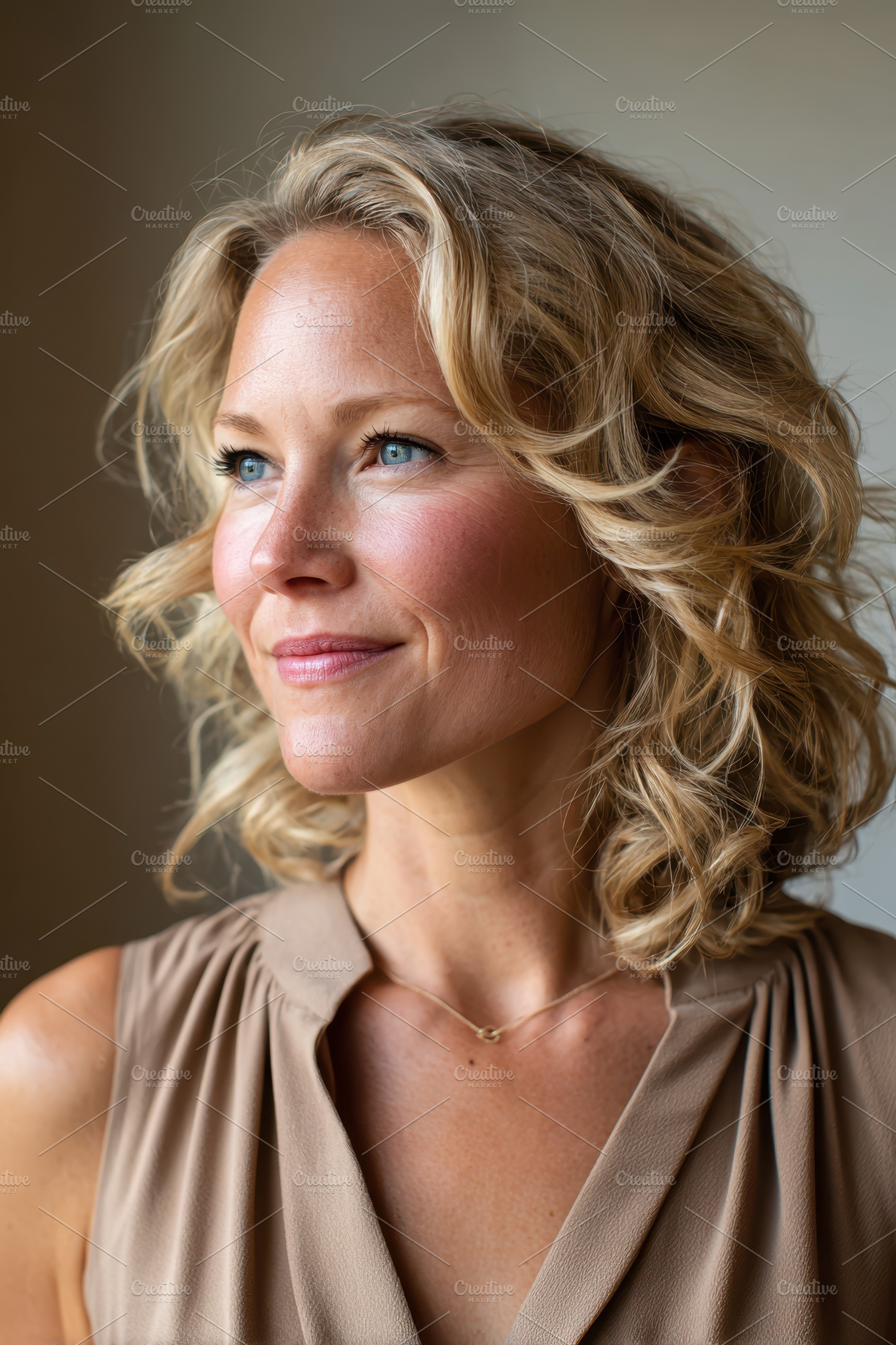Portrait of a smiling blonde woman in soft light, a Person Photo by AlyaAnd