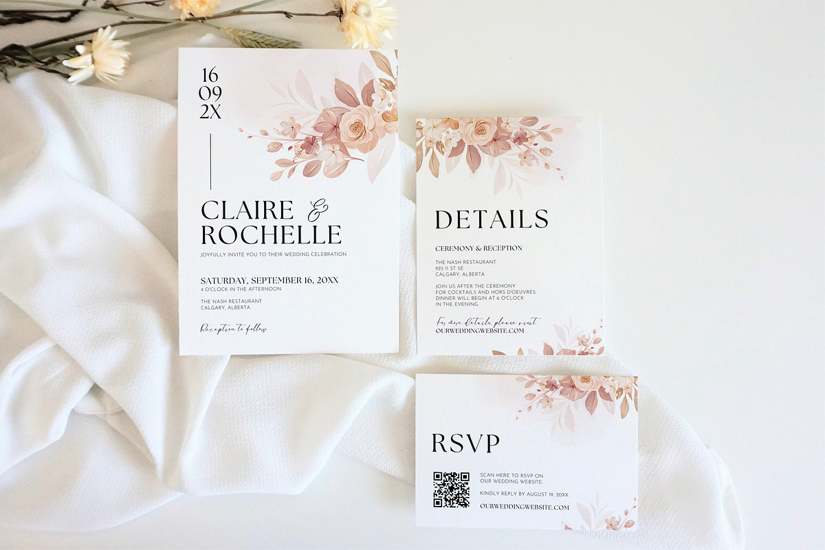 Terracotta Wedding Invite Template, an Invitation Template by Cottontail Paper Shop (Photo 1 of 7)