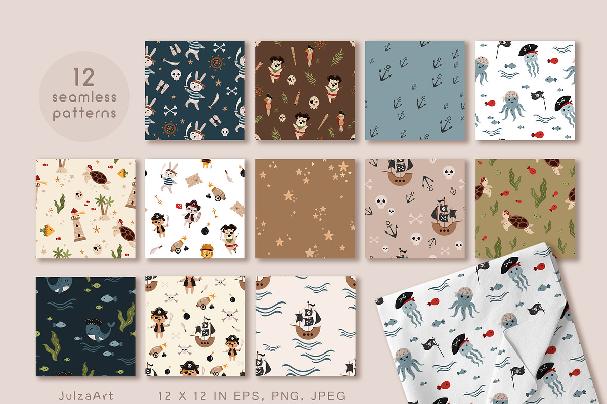 Pirate animals collection, a Seasonal Illustration by JulzaArt (Photo 5 of 10)