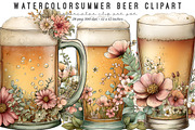 Watercolor Summer Beer Clipart, an Illustration by SinaCreation (Thumbnail 1 of 9)
