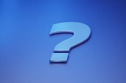 Volumetric question mark on a blue background