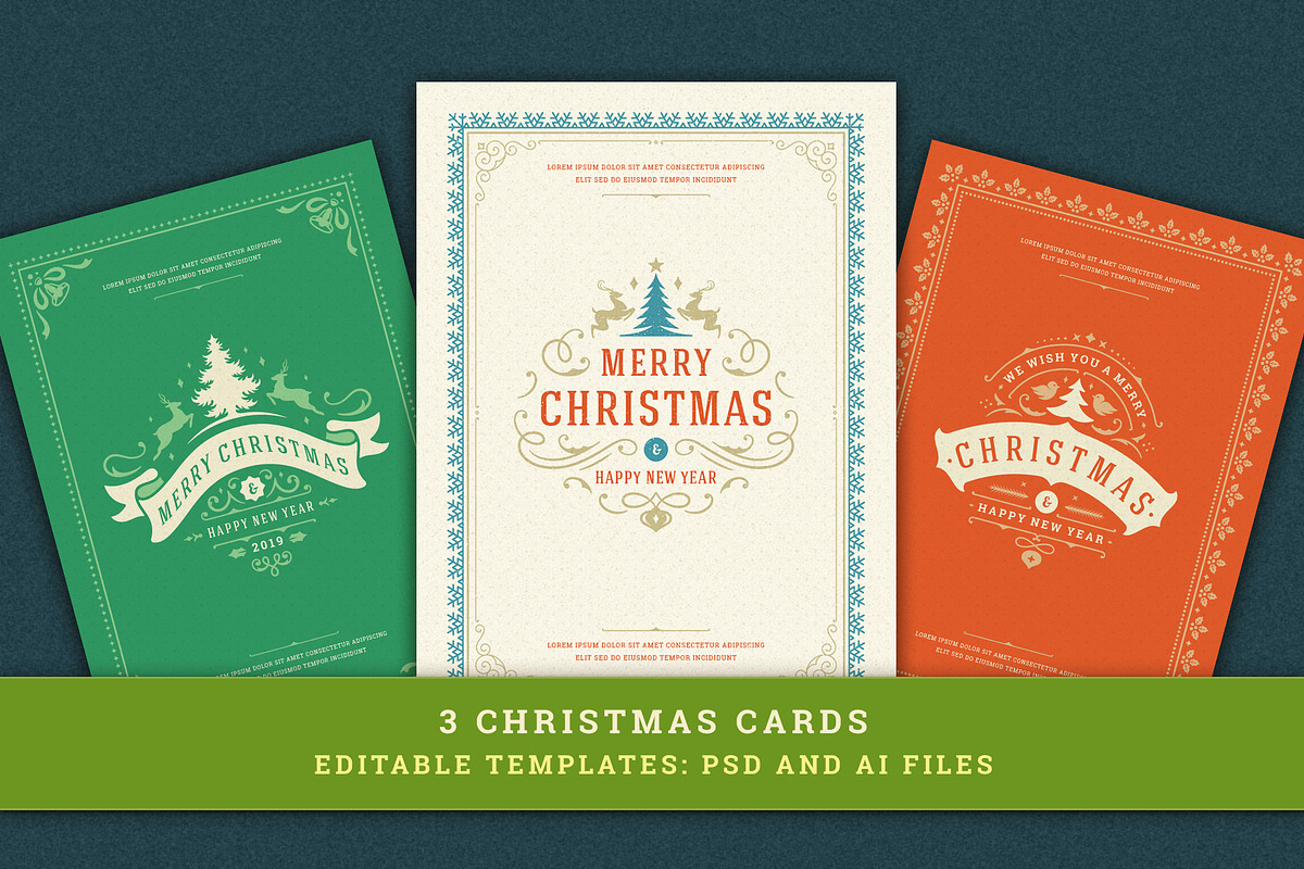 Christmas Retro Design Bundle, a Poster Template by Vasya Kobelev (Photo 11 of 11)