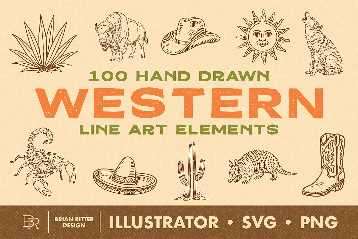 Western Line Art Elements, an Object Graphic by Brian Ritter Design (Photo 1 of 8)