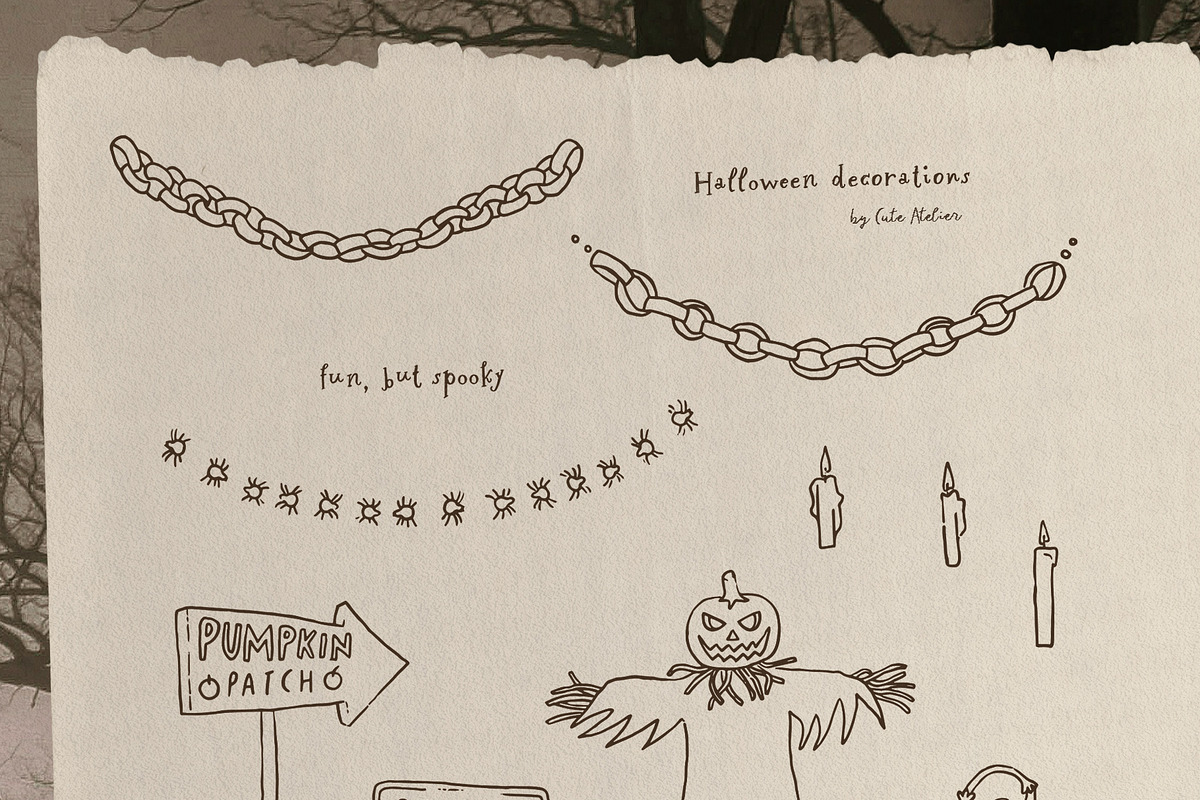 Haunted Nostalgia: Halloween Clipart, a Seasonal Illustration by Cute Atelier (Photo 5 of 10)