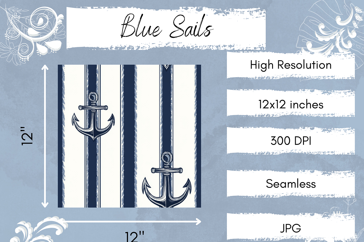 Blue Sailboat Fisherman Pattern, a Pattern Graphic by Paper & Pattern Studio (Photo 4 of 9)