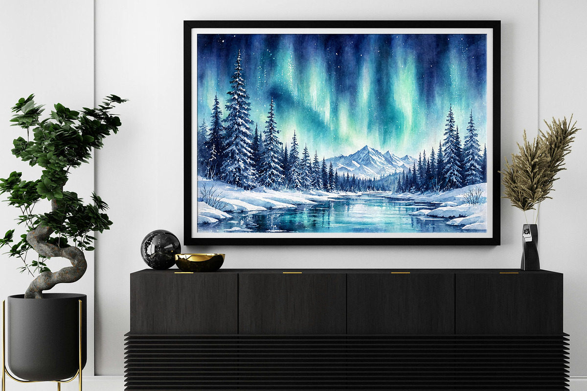 Watercolor Nature Landscape Bundle, a Wallpaper Graphic by Forhadx5 (Photo 2 of 12)