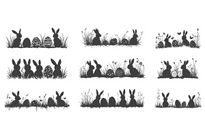 Easter Monochrome Silhouette Border