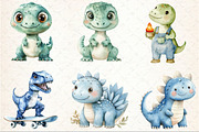 Cute Dinosaur Watercolor Clipart, an Illustration by Rose Art (Thumbnail 3 of 7)