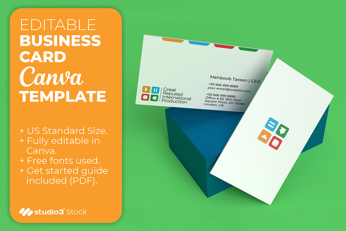 Media Business Card Canva Template, a Business Card Template by Studio3 Stock (Photo 1 of 4)