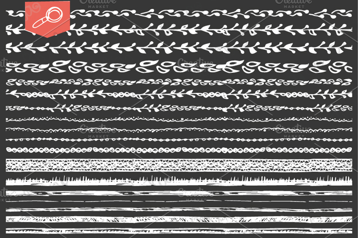 Hand drawn seamless border, brushes preview 4