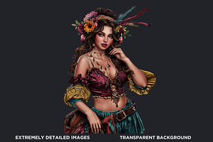 Western Bohemian Cowgirl Clipart Set