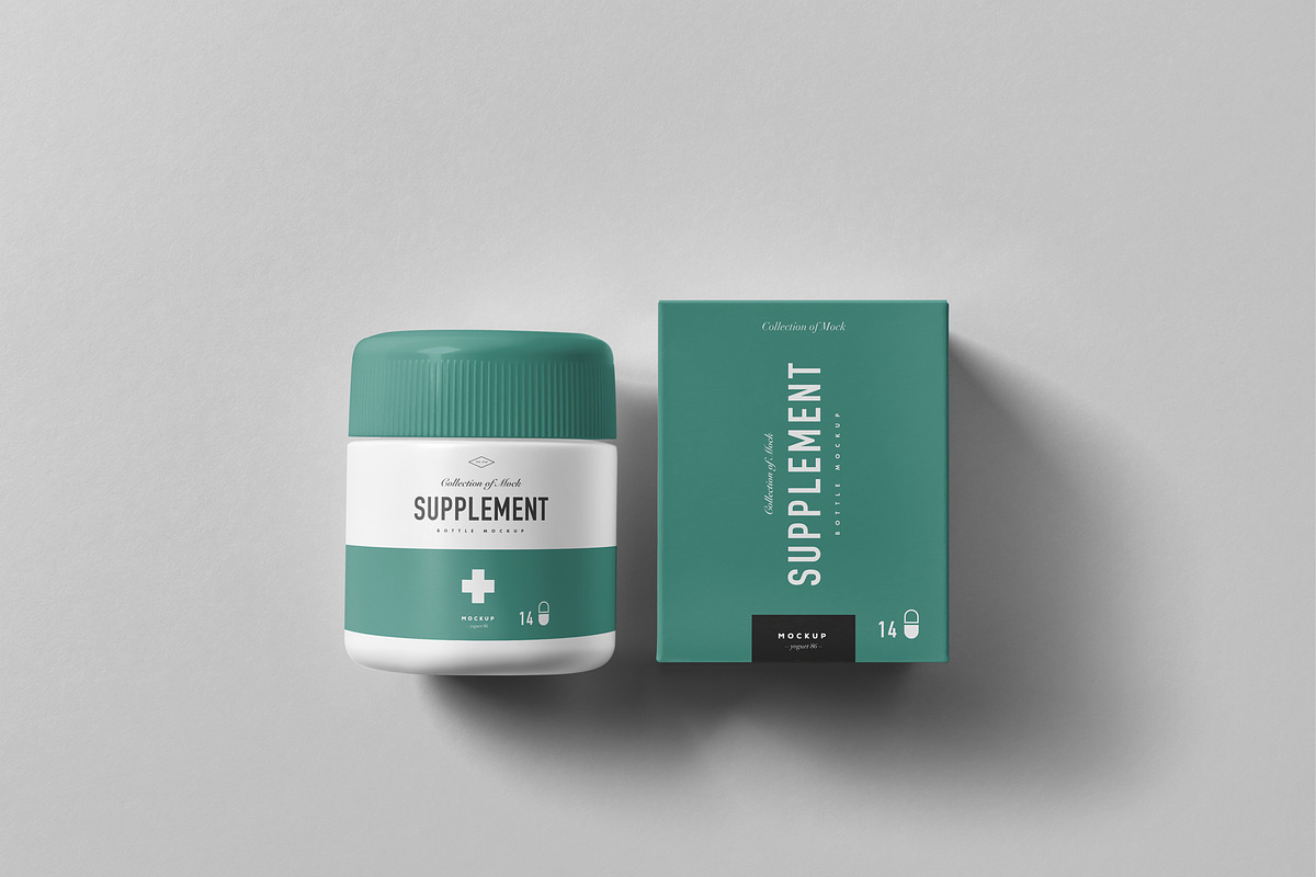 Supplement Jar & Box Mock-up 2, a Cups & Container Mockup by Yogurt86 (Photo 8 of 10)