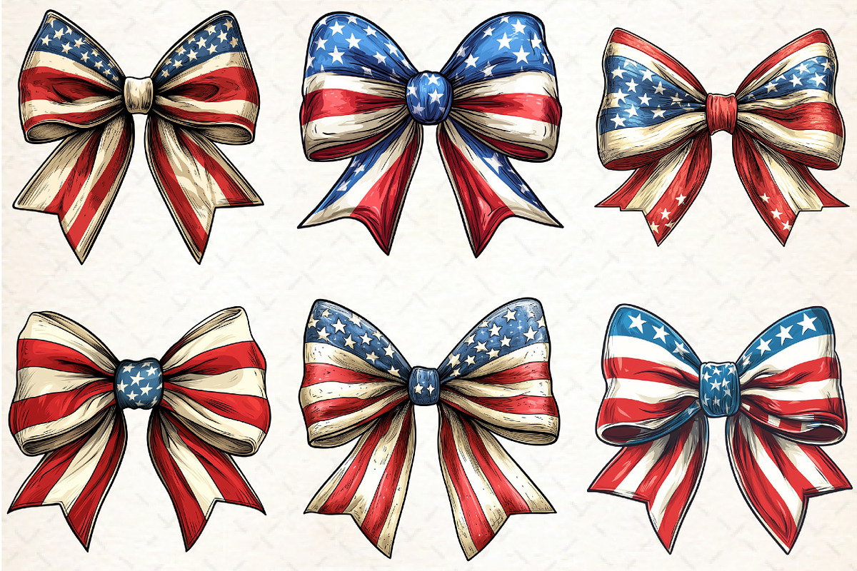 Coquette USA Bows Clipart, an Illustration by Libby Wishes (Photo 2 of 7)