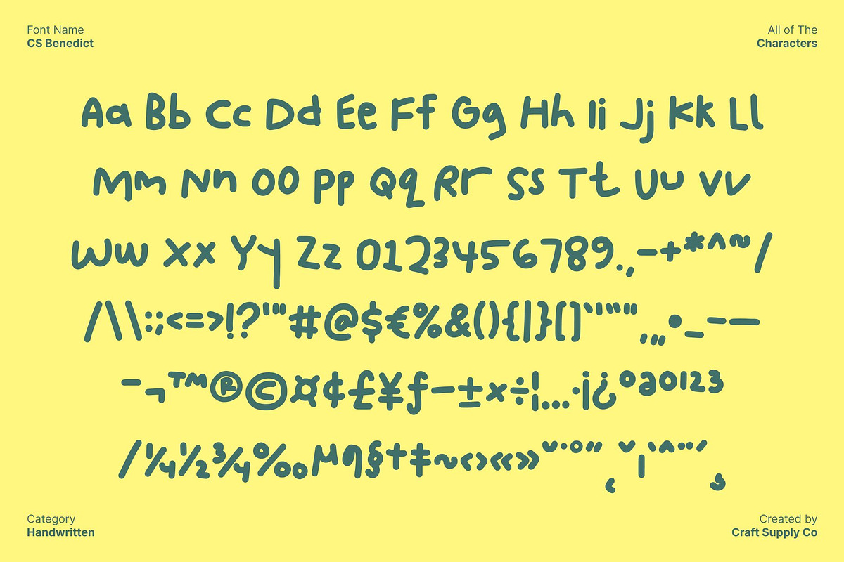 CS Benedict – Messy Handwriting Font, a Handwritten Font by Craft Supply Co. (Photo 8 of 8)