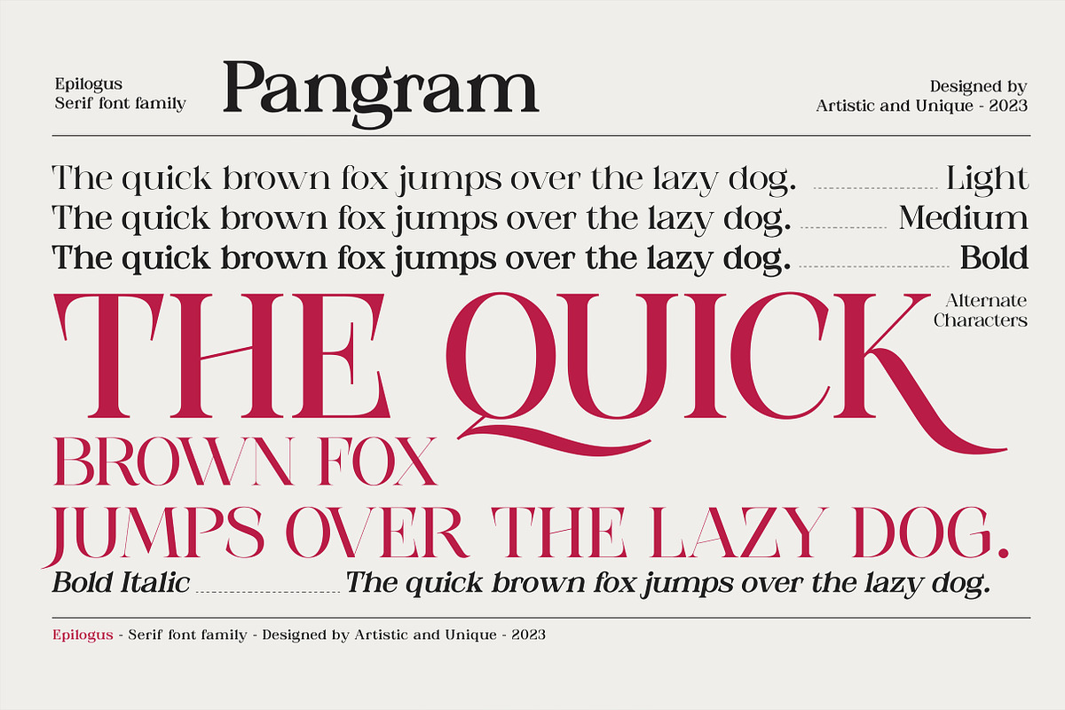 Epilogus - Serif font family, a Serif Font by Artistic & Unique (Photo 15 of 15)