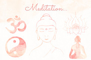 Calm Meditation watercolor clipart, an Object Graphic by SweetRenieDesigns (Thumbnail 1 of 3)