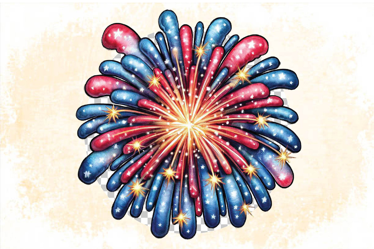 Fireworks 4th of July Watercolor Cli, an Illustration by SVGArt (Photo 6 of 9)